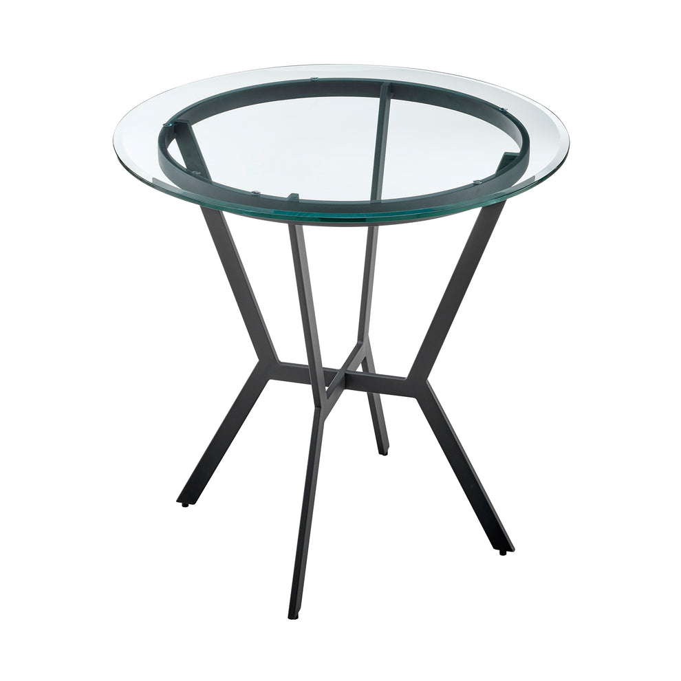 Naomi Round Glass and Black Metal Bar Table By Armen Living | Bar Tables | Modishstore - 4