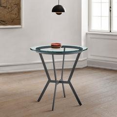 Naomi Round Glass and Black Metal Bar Table By Armen Living