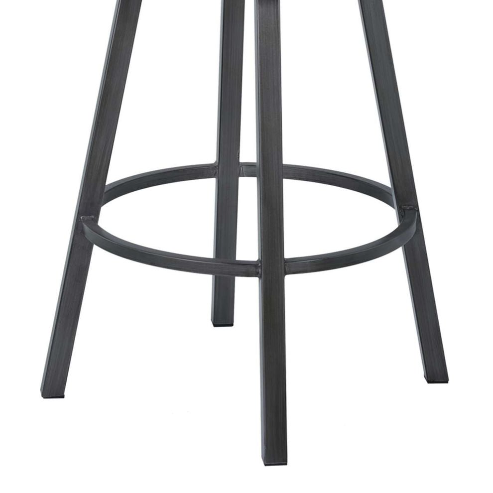 Nova 30" Bar Height Metal Swivel Brastool in Ford Black Pu and Mineral Finish By Armen Living | Bar Stools | Modishstore - 4