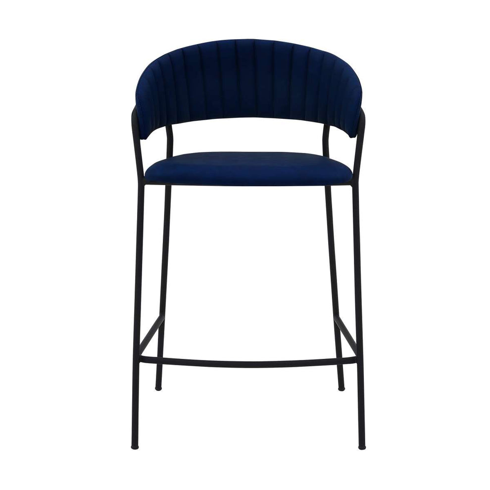 Nara 26" Blue Faux Leather and Metal Counter Height Bar Stool By Armen Living | Bar Stools |  Modishstore  - 6