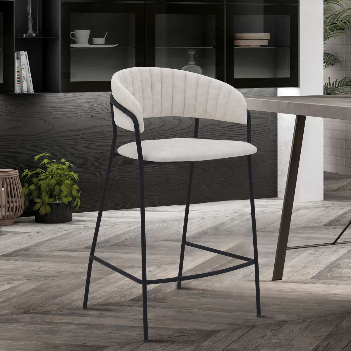 Nara 26" Blue Faux Leather and Metal Counter Height Bar Stool By Armen Living | Bar Stools |  Modishstore  - 8