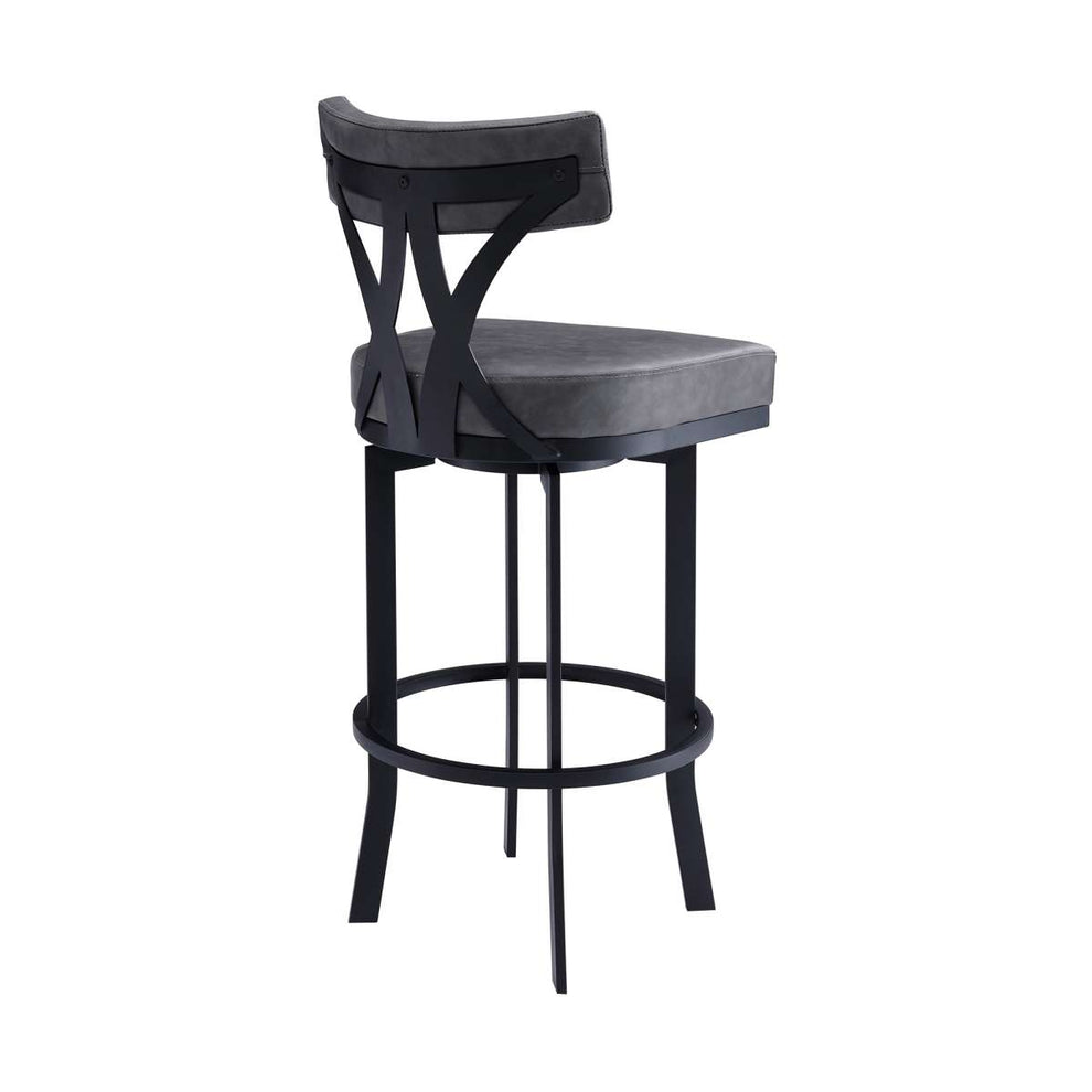 Natalie 26" Counter Height Vintage Grey Faux Leather Upholstery and Black Metal Bar Stool  By Armen Living | Bar Stools |  Modishstore  - 4