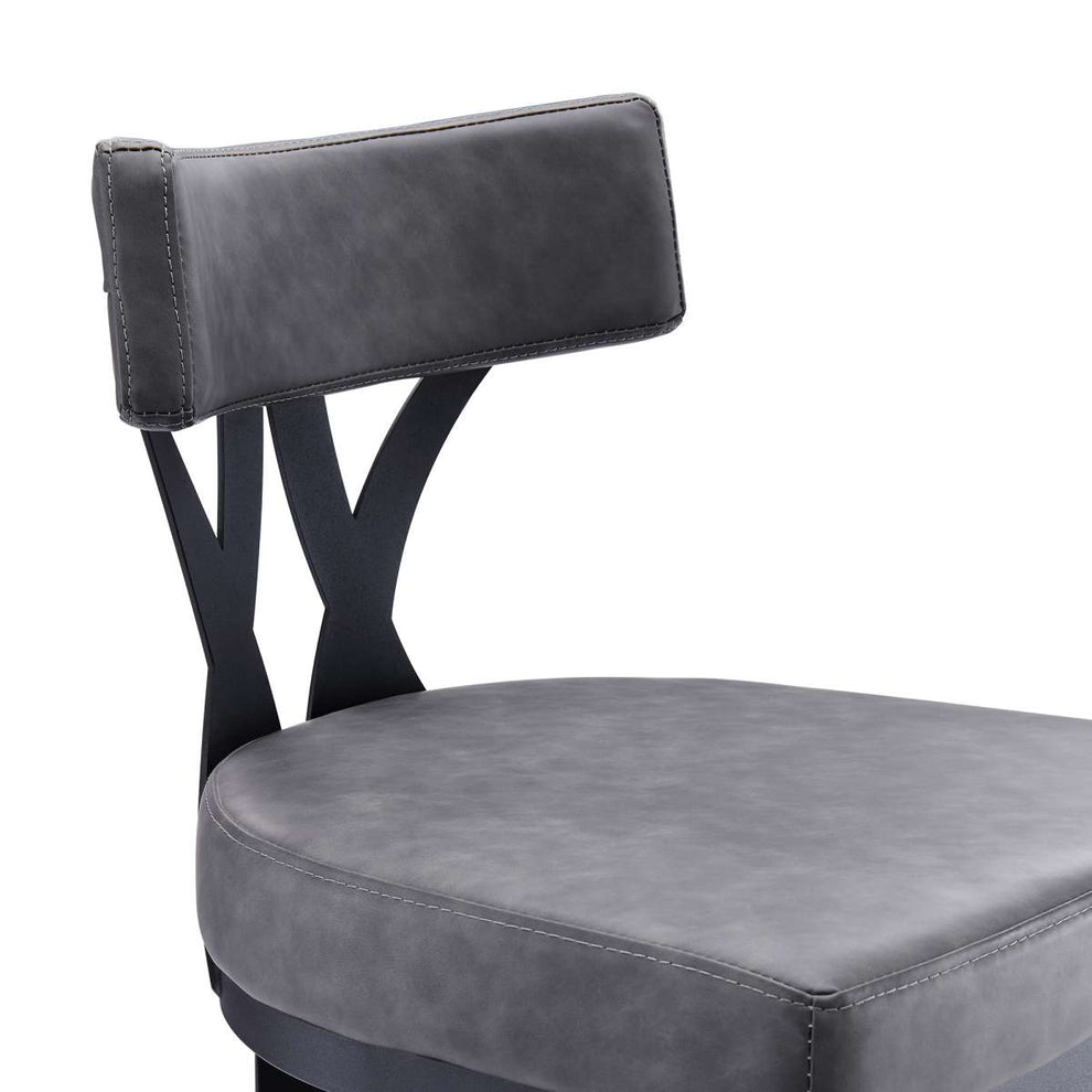 Natalie 26" Counter Height Vintage Grey Faux Leather Upholstery and Black Metal Bar Stool  By Armen Living | Bar Stools |  Modishstore  - 8