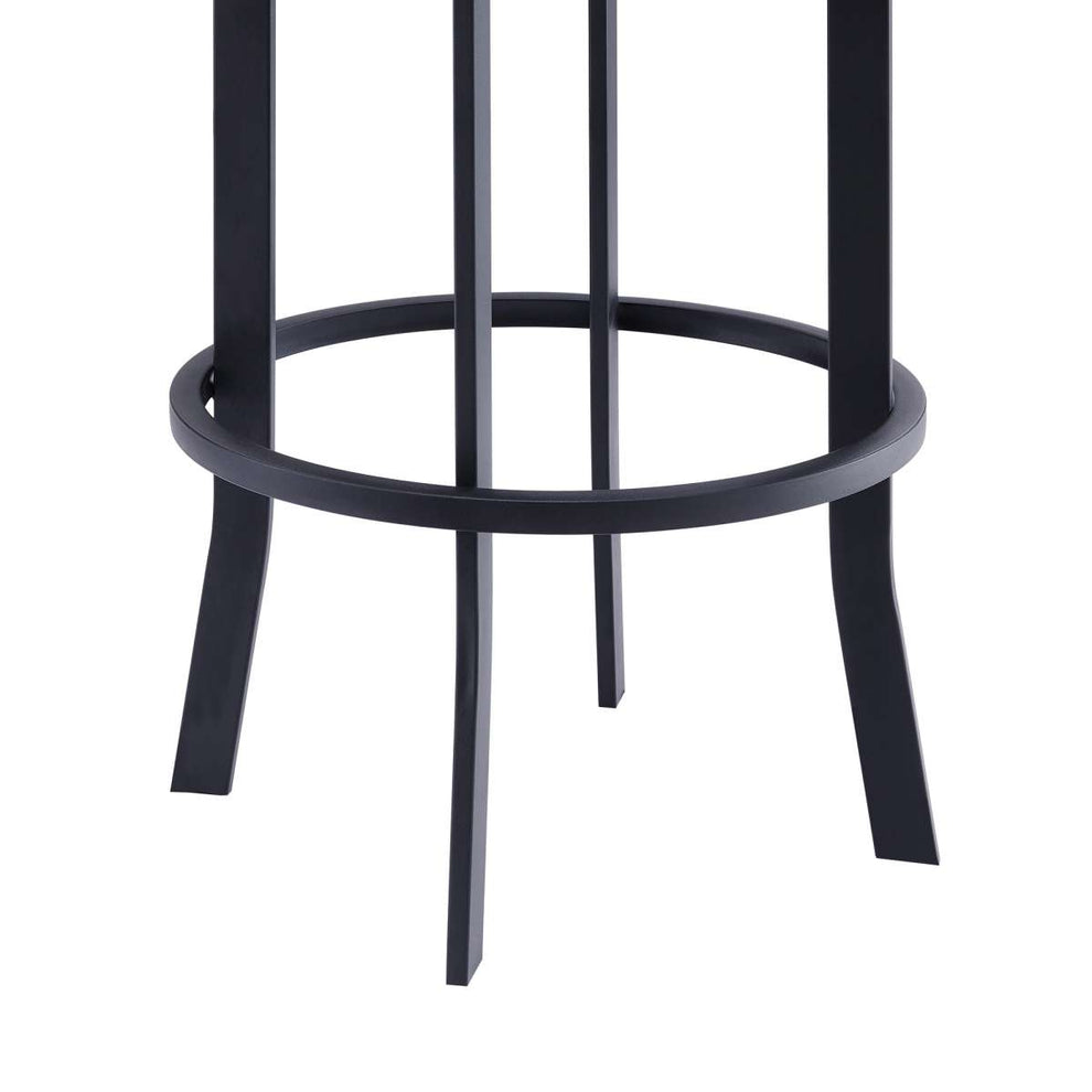Natalie 30" Bar Height Vintage Grey Faux Leather Upholstery and Black Metal Bar Stool  By Armen Living | Bar Stools | Modishstore - 7
