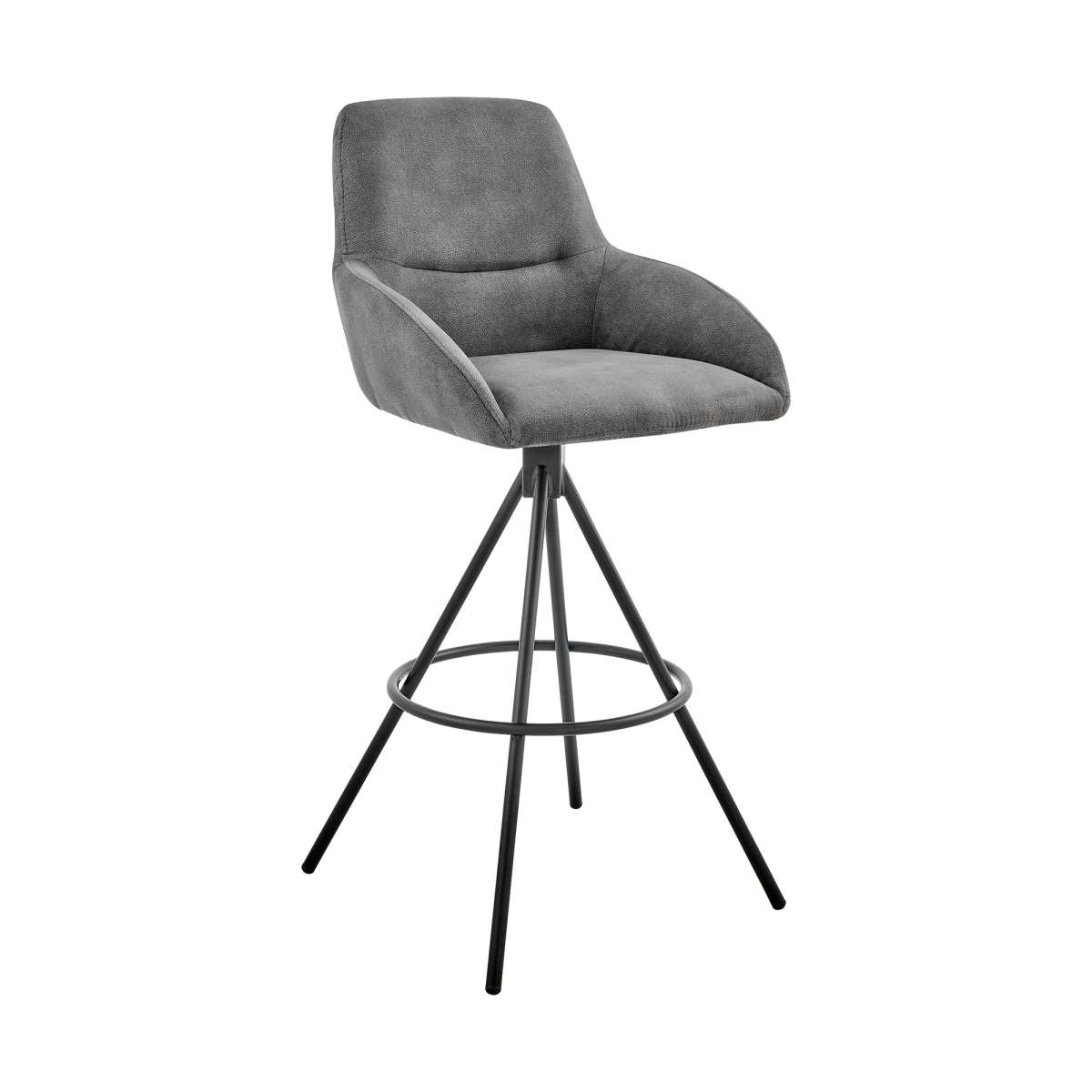 Odessa 26" Counter Height Bar Stool in Charcoal Fabric and Black Finish By Armen Living | Bar Stools | Modishstore - 2