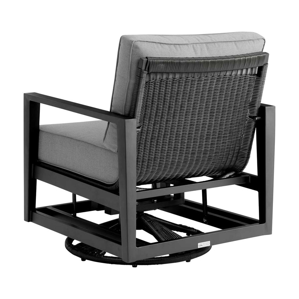 Cayman Black Aluminum Outdoor Swivel Glider Chair with Dark Gray Cushions By Armen Living | Outdoor Chairs |  Modishstore  - 8