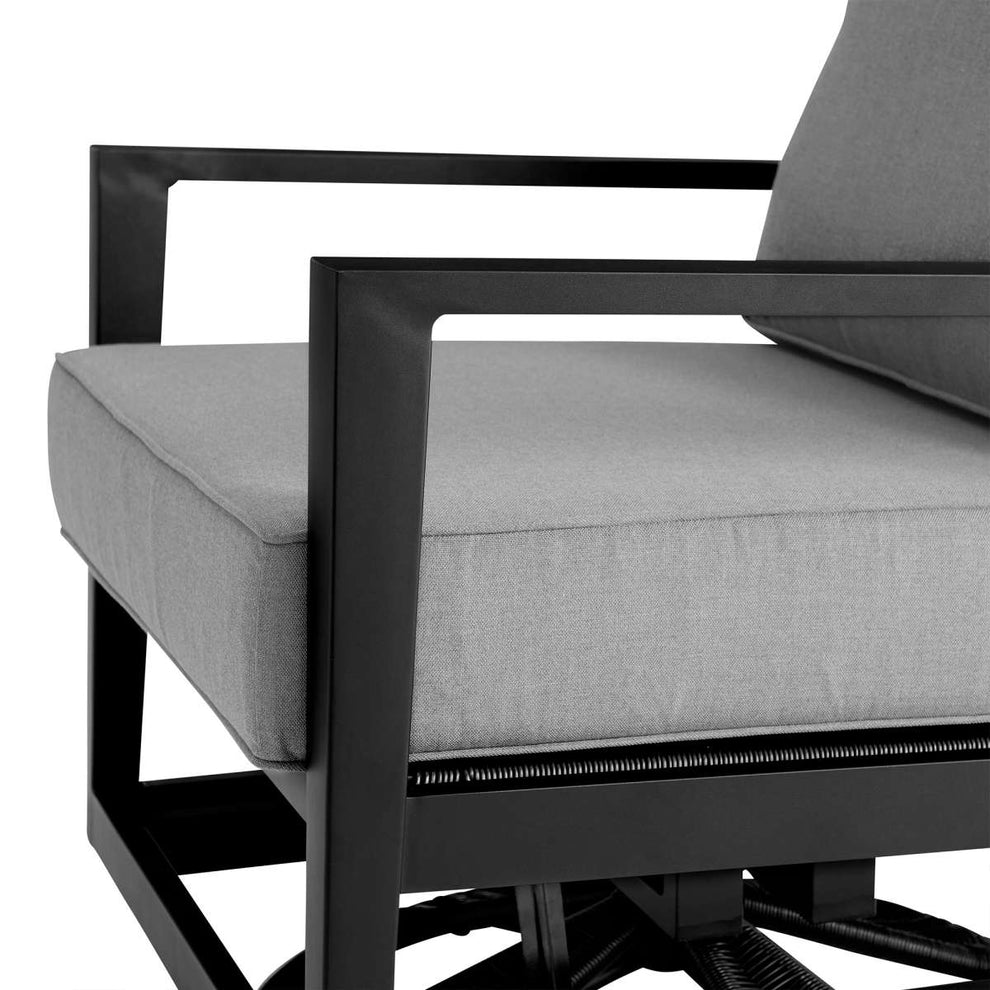 Cayman Black Aluminum Outdoor Swivel Glider Chair with Dark Gray Cushions By Armen Living | Outdoor Chairs |  Modishstore  - 4