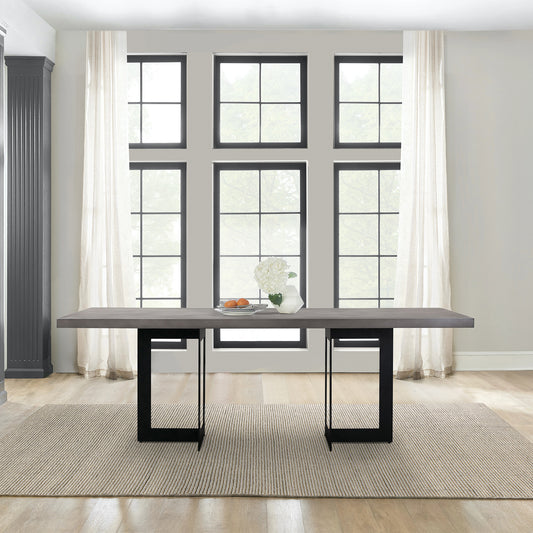 Odet Rectangular 87" Dining Table in Concrete and Black Metal By Armen Living | Dining Tables | Modishstore
