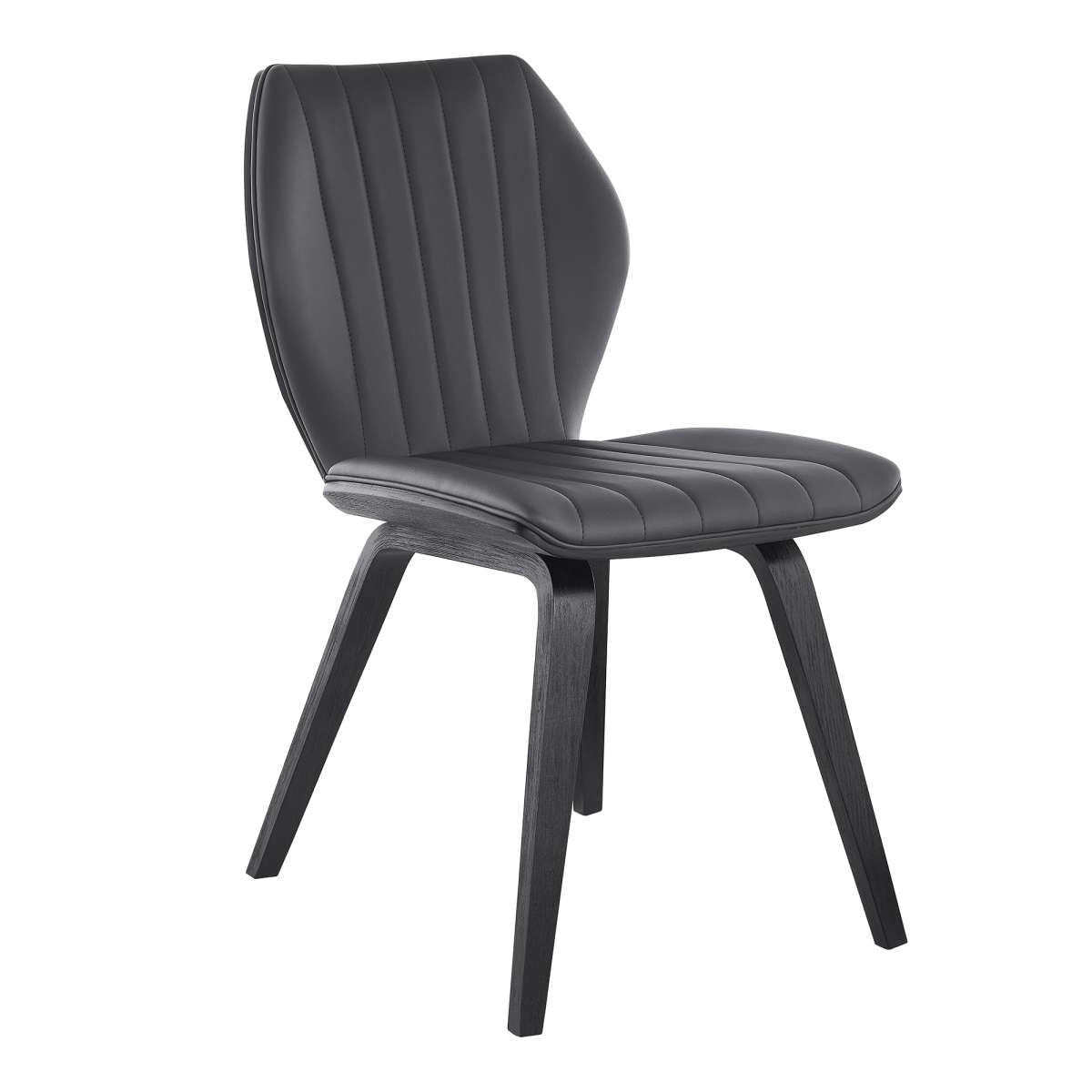 Ontario Gray Faux Leather and Black Wood Dining Chairs