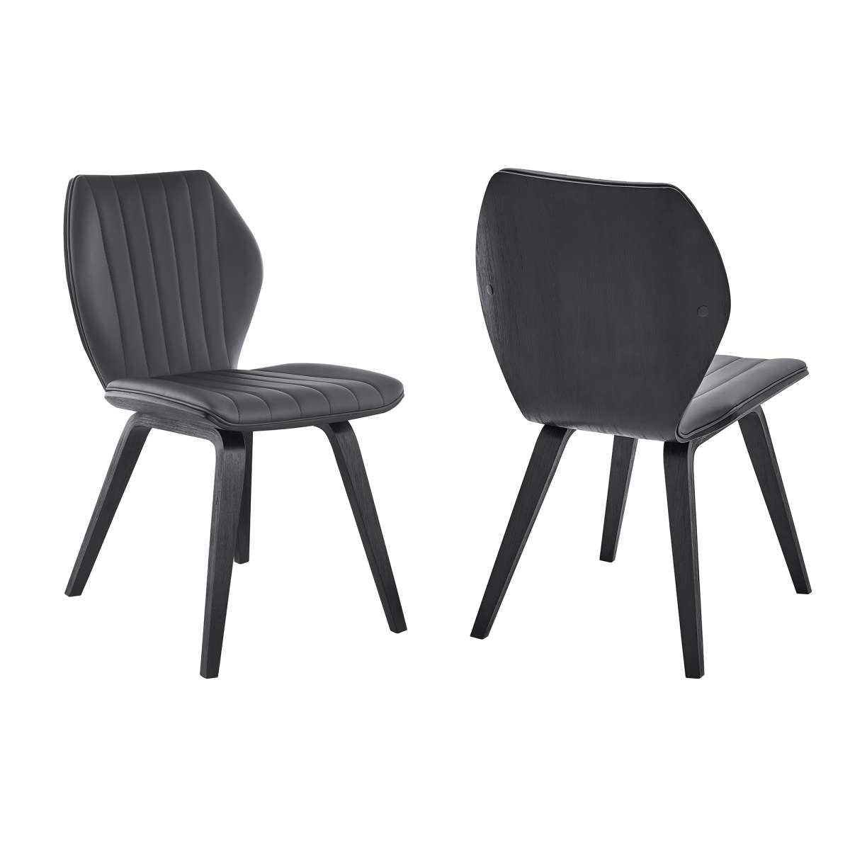 Ontario Gray Faux Leather and Black Wood Dining Chairs - Thumbnail 2