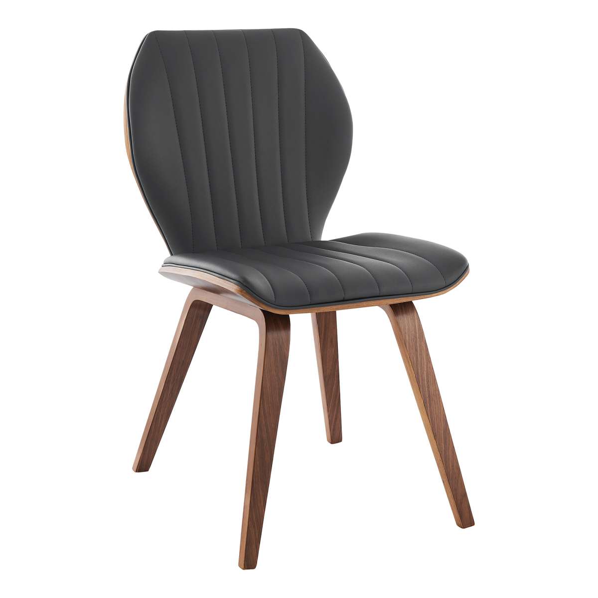 Ontario Gray Faux Leather and Black Wood Dining Chairs - Thumbnail 3