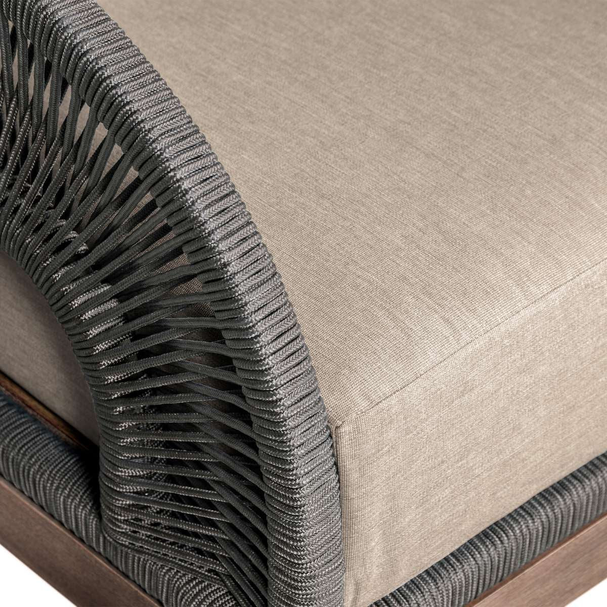 Orbit Outdoor Patio Chair in Weathered Eucalyptus Wood with Gray Rope and Taupe Olefin Cushions By Armen Living | Outdoor Chairs | Modishstore - 5