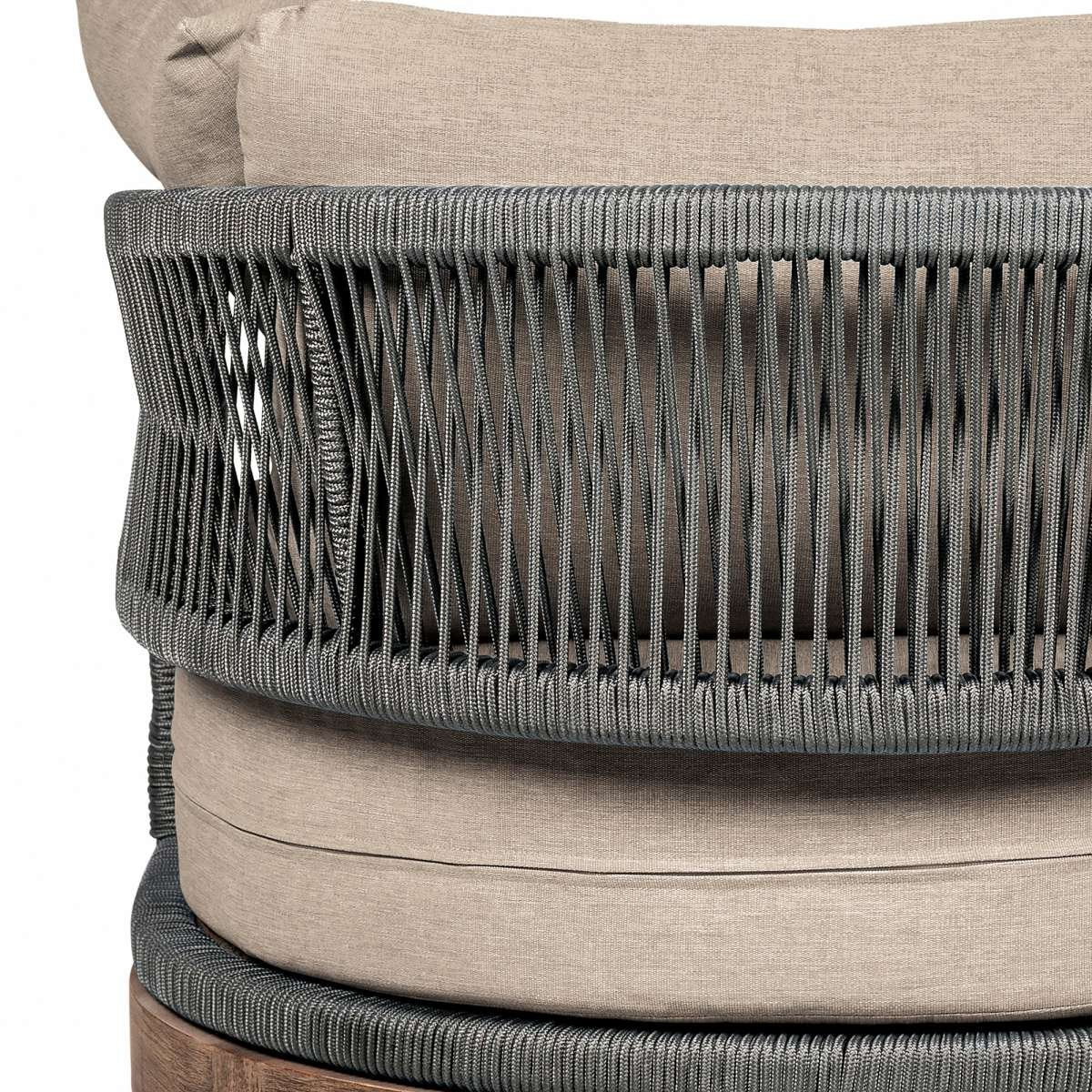 Orbit Outdoor Patio Chair in Weathered Eucalyptus Wood with Gray Rope and Taupe Olefin Cushions By Armen Living | Outdoor Chairs | Modishstore - 6