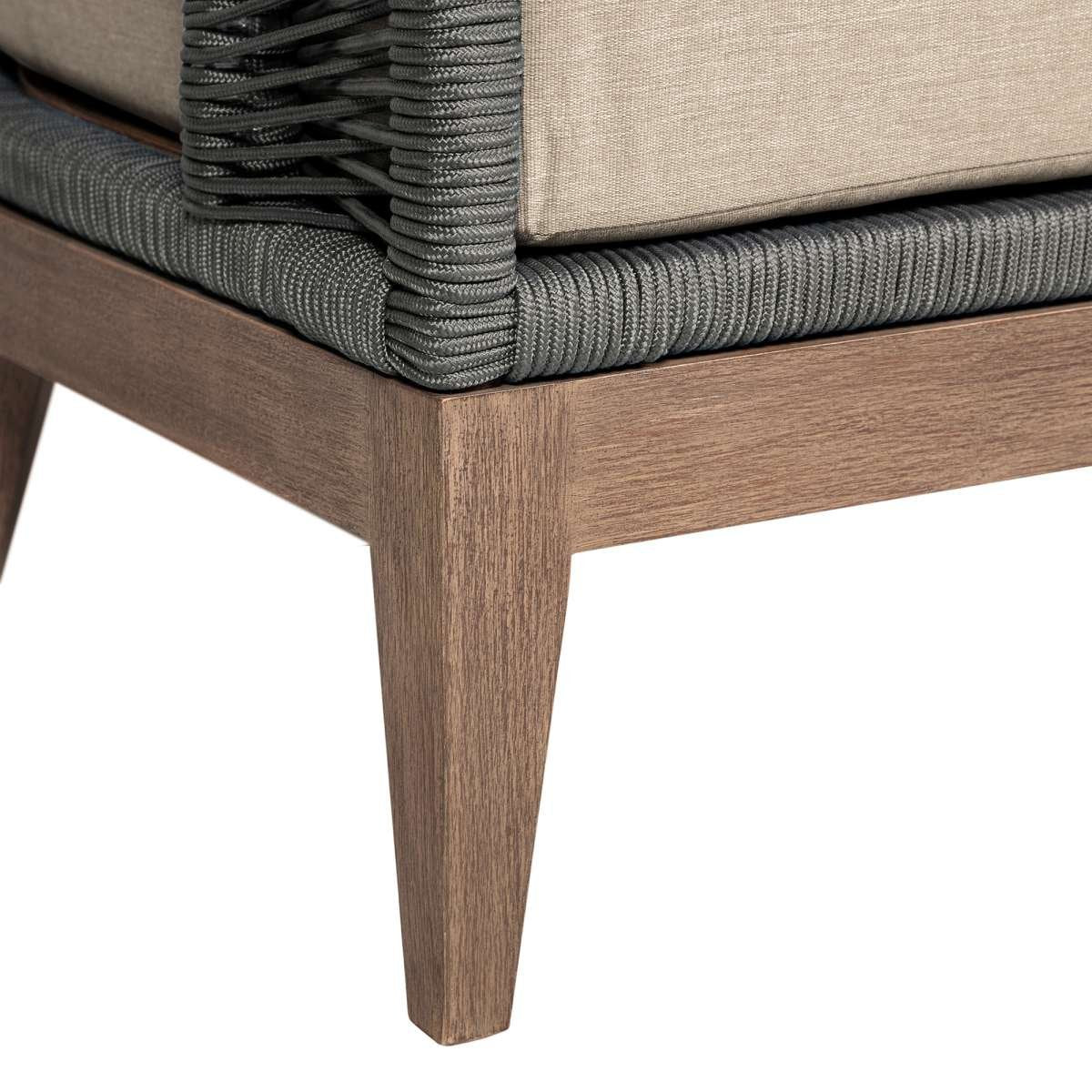 Orbit Outdoor Patio Chair in Weathered Eucalyptus Wood with Gray Rope and Taupe Olefin Cushions By Armen Living | Outdoor Chairs | Modishstore - 7