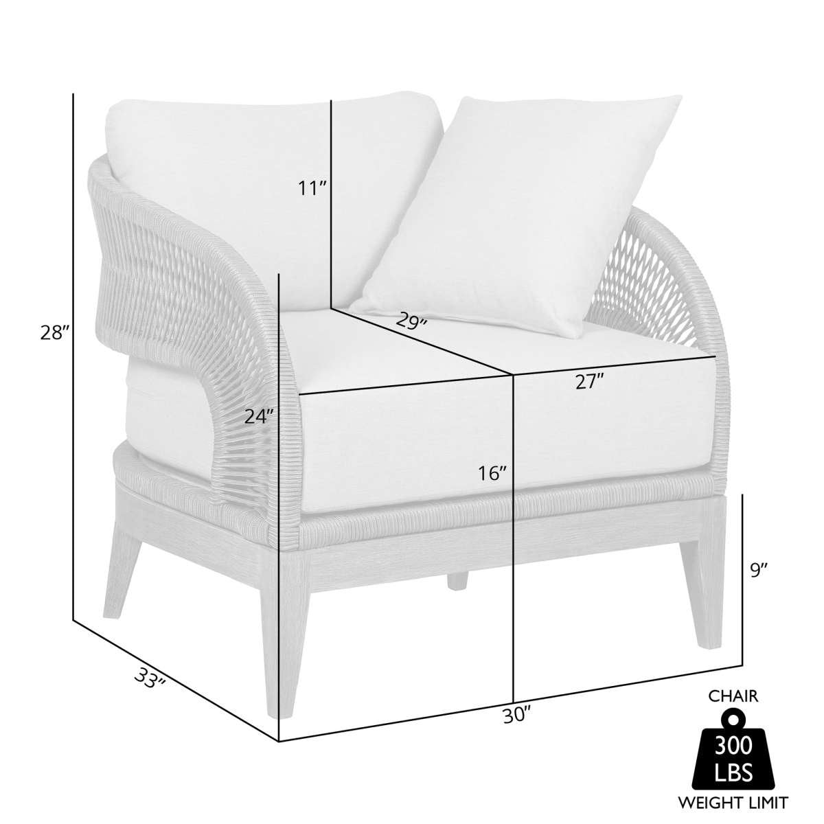 Orbit Outdoor Patio Chair in Weathered Eucalyptus Wood with Gray Rope and Taupe Olefin Cushions By Armen Living | Outdoor Chairs | Modishstore - 8