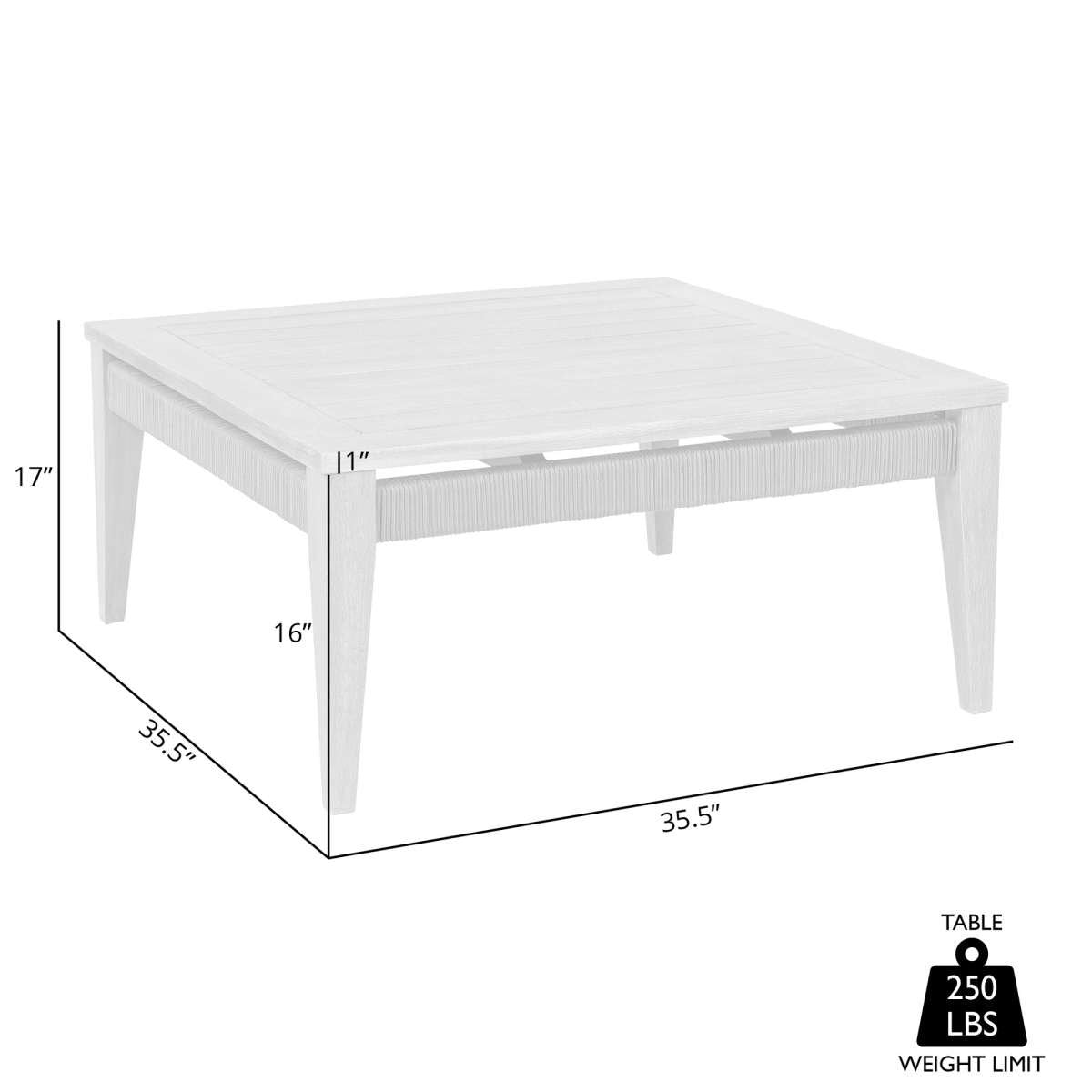 Orbit Square Outdoor Patio Coffee Table in Weathered Eucalyptus Wood By Armen Living | Outdoor Tables | Modishstore - 7