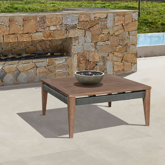 Orbit Square Outdoor Patio Coffee Table in Weathered Eucalyptus Wood By Armen Living | Outdoor Tables | Modishstore