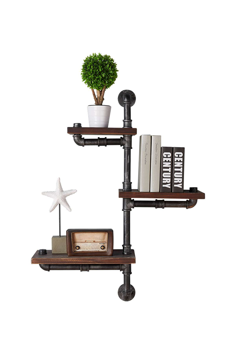 30" Orton Industrial Pine Wood Floating Wall Shelf in Gray and Walnut Finish By Armen Living | Wall Shelf |  Modishstore  - 2