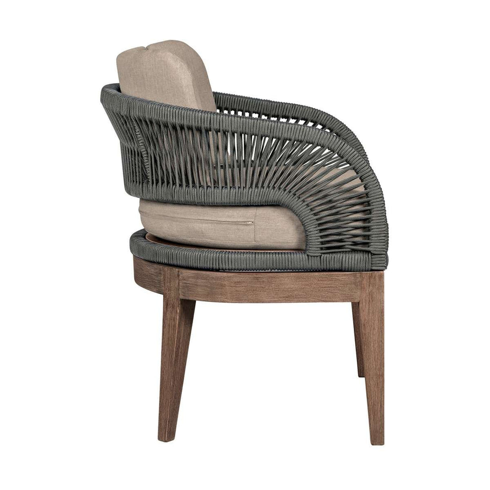 Orbit Outdoor Patio Dining Chair in Weathered Eucalyptus Wood with Gray Rope and Taupe Olefin Cushions By Armen Living | Outdoor Chairs | Modishstore - 4