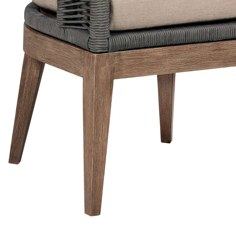 Orbit Outdoor Patio Dining Chair in Weathered Eucalyptus Wood with Gray Rope and Taupe Olefin Cushions By Armen Living | Outdoor Chairs | Modishstore - 7