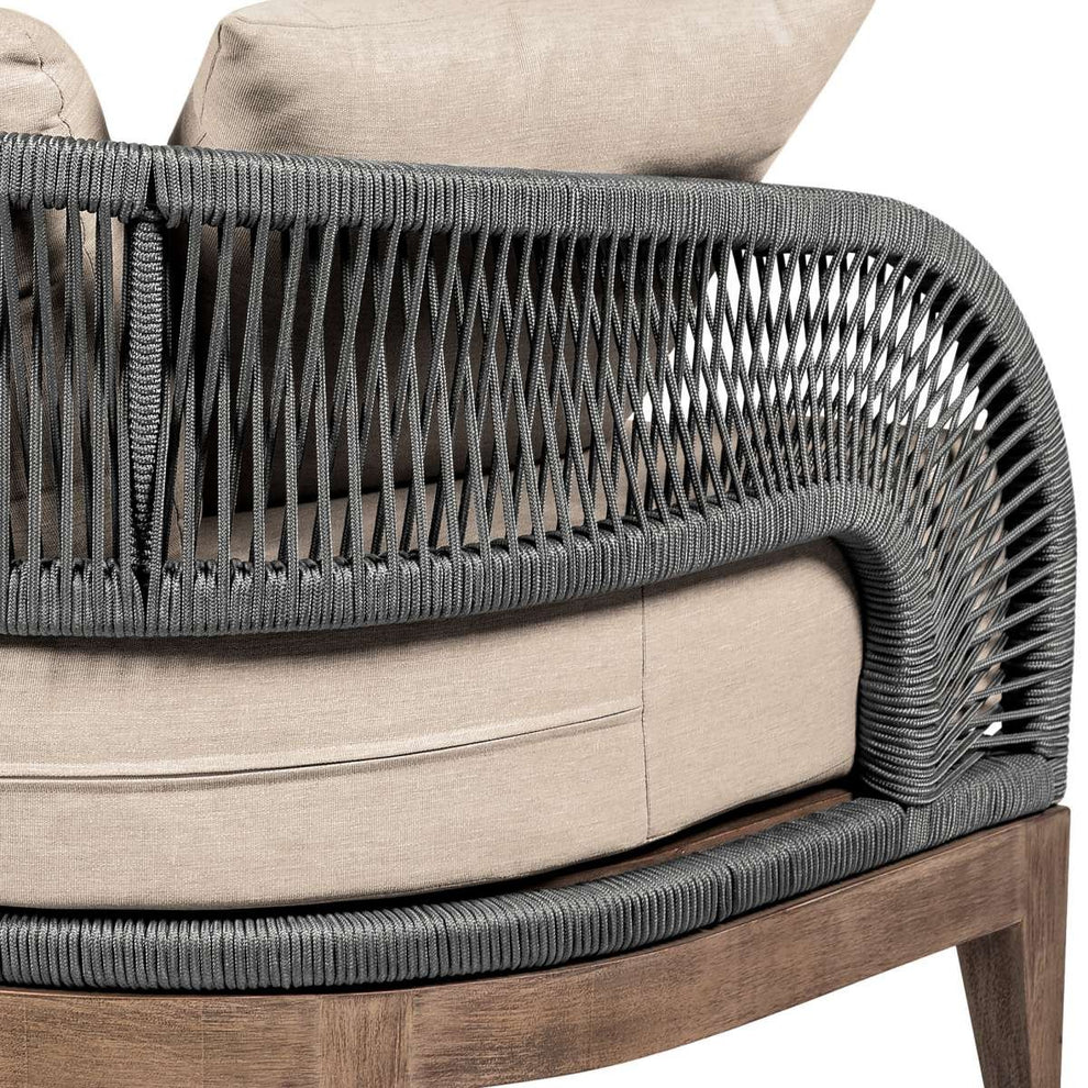 Orbit Outdoor Patio Sofa in Weathered Eucalyptus Wood with Gray Rope and Taupe Olefin Cushions By Armen Living | Outdoor Sofas, Loveseats & Sectionals | Modishstore - 6