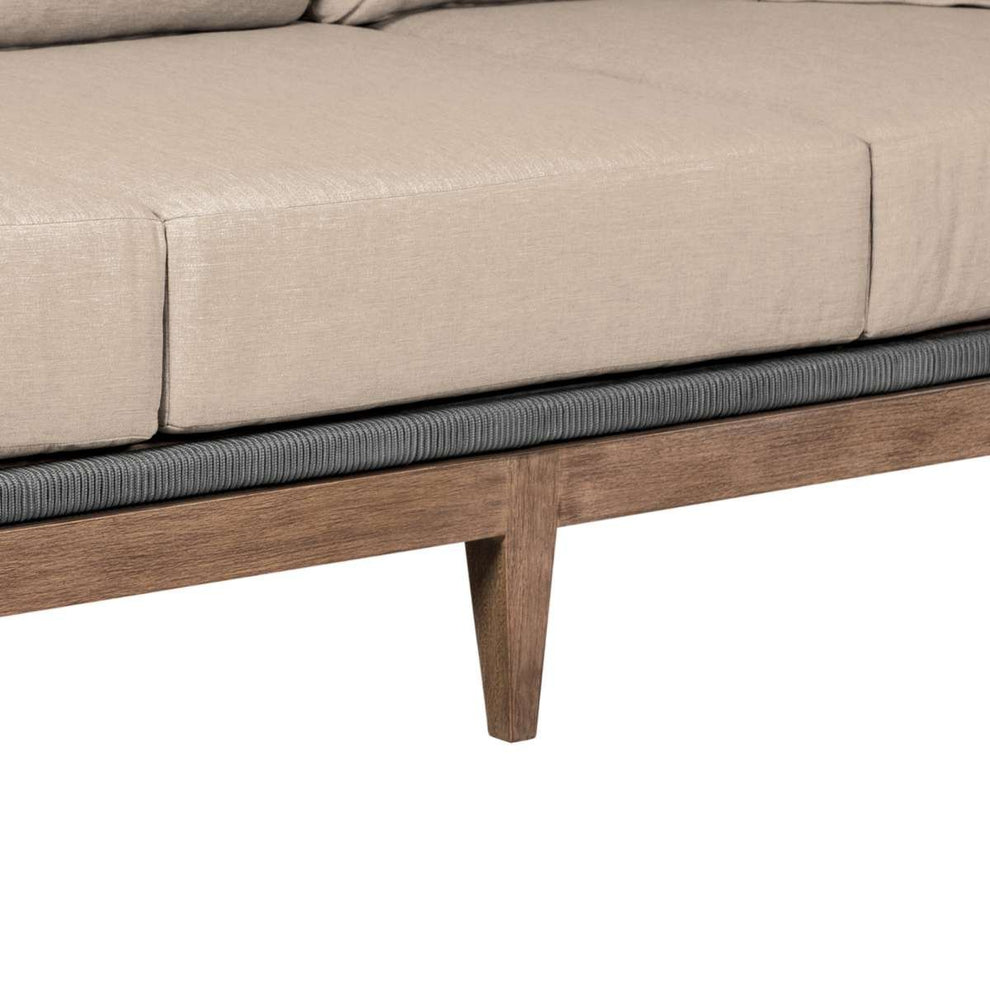 Orbit Outdoor Patio Sofa in Weathered Eucalyptus Wood with Gray Rope and Taupe Olefin Cushions By Armen Living | Outdoor Sofas, Loveseats & Sectionals | Modishstore - 9