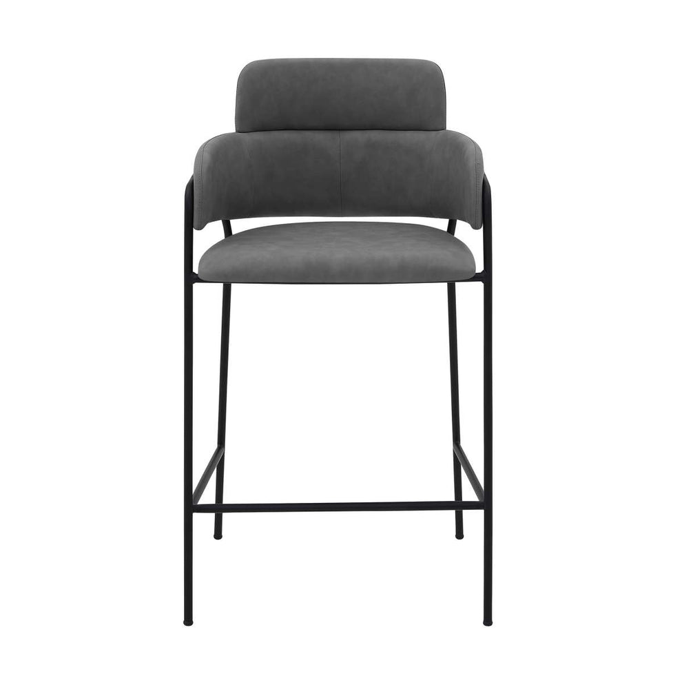 Oshen 26" Blue Faux Leather and Metal Counter Height Bar Stool By Armen Living | Bar Stools | Modishstore - 4