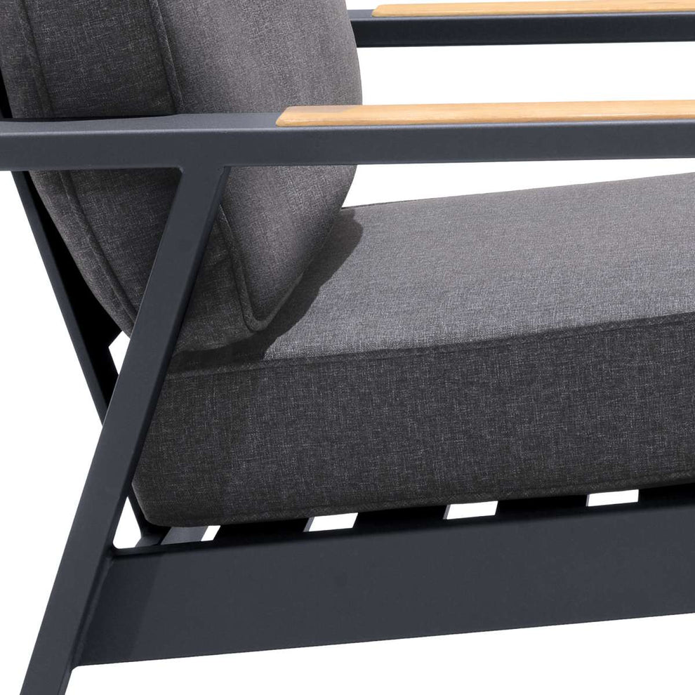 Palau Outdoor Chair in Dark Grey with Natural Teak Wood Accent and Cushions By Armen Living | Outdoor Sofas, Loveseats & Sectionals |  Modishstore  - 7