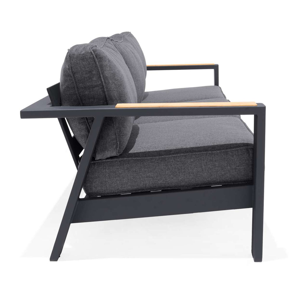 Palau Outdoor Sofa in Dark Grey with Natural Teak Wood Accent and Cushions By Armen Living | Outdoor Sofas, Loveseats & Sectionals |  Modishstore  - 5
