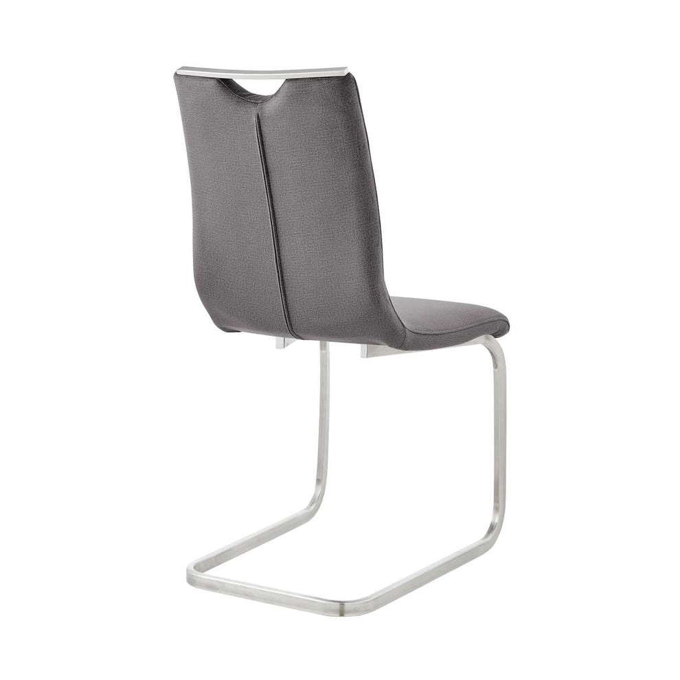 Pacific Dining Room Accent Chair in Gray Fabric and Brushed Stainless Steel Finish - Set of 2 By Armen Living | Dining Chairs | Modishstore - 3