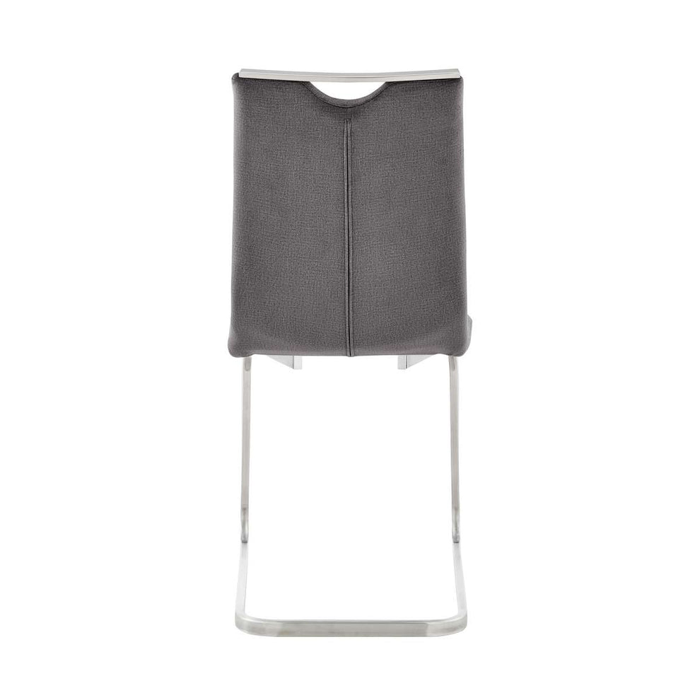 Pacific Dining Room Accent Chair in Gray Fabric and Brushed Stainless Steel Finish - Set of 2 By Armen Living | Dining Chairs | Modishstore - 4