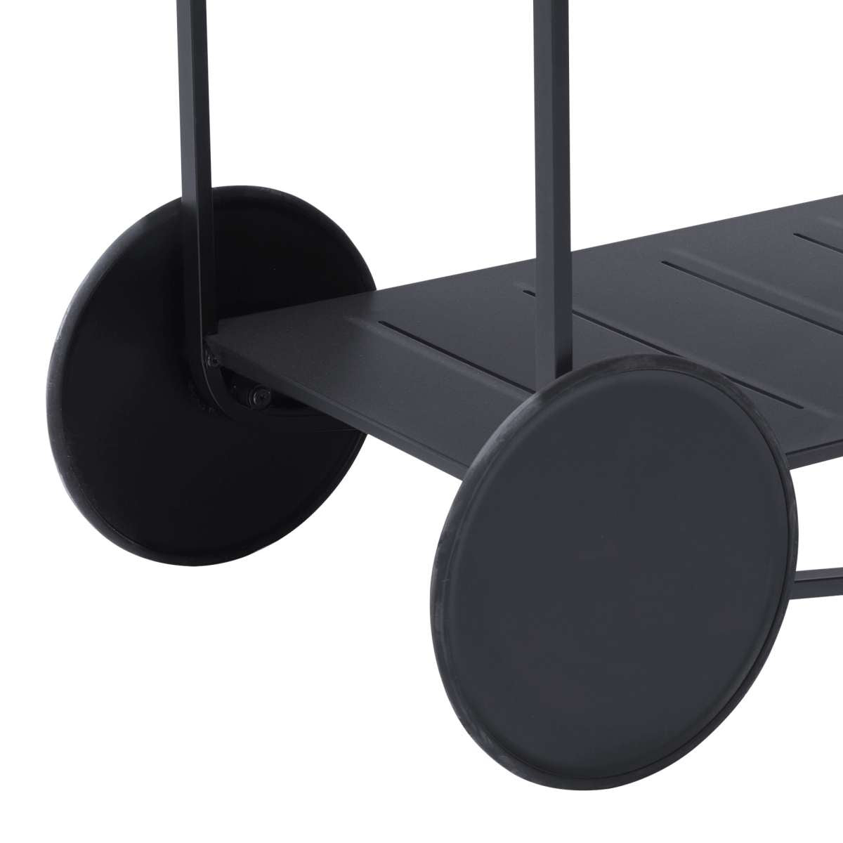 Portals Outdoor Accent Cart in Black Finish and Natural Teak Wood Accent By Armen Living | Outdoor Chairs |  Modishstore  - 5