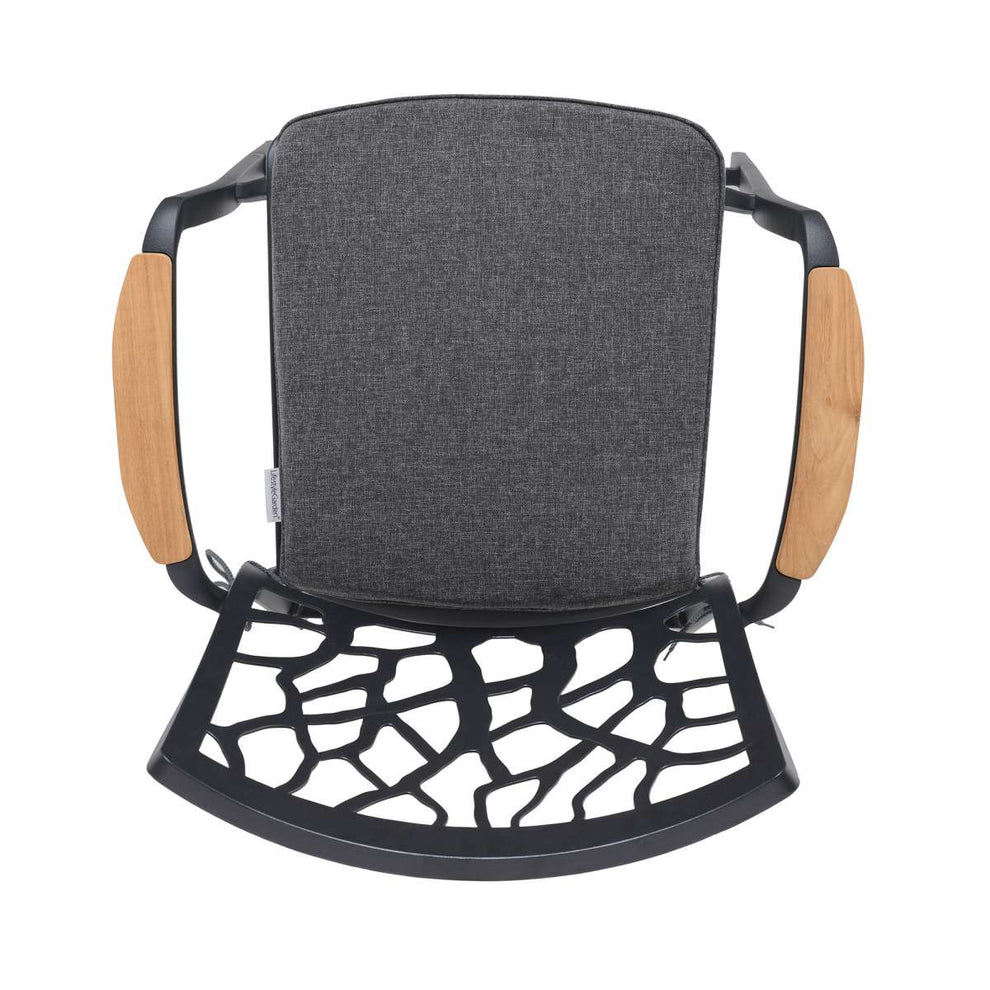 Portals Outdoor Patio Aluminum Chair in Black with Natural Teak Wood Accent-Set of 2 By Armen Living | Outdoor Chairs |  Modishstore  - 12