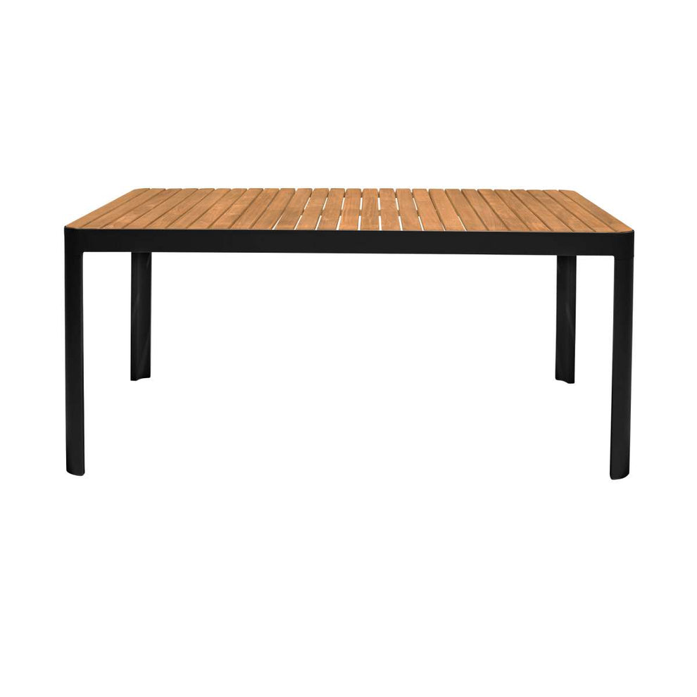 Portals Outdoor Rectangular Coral Sand Aluminum & Teak Wood Dining Table By Armen Living | Outdoor Tables |  Modishstore  - 7