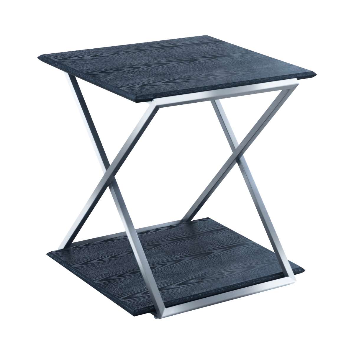 Westlake Black Veneer End Table with Brushed Stainless Steel Frame By Armen Living | End Tables |  Modishstore  - 2