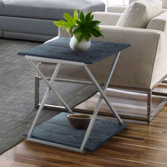 Westlake Black Veneer End Table with Brushed Stainless Steel Frame By Armen Living