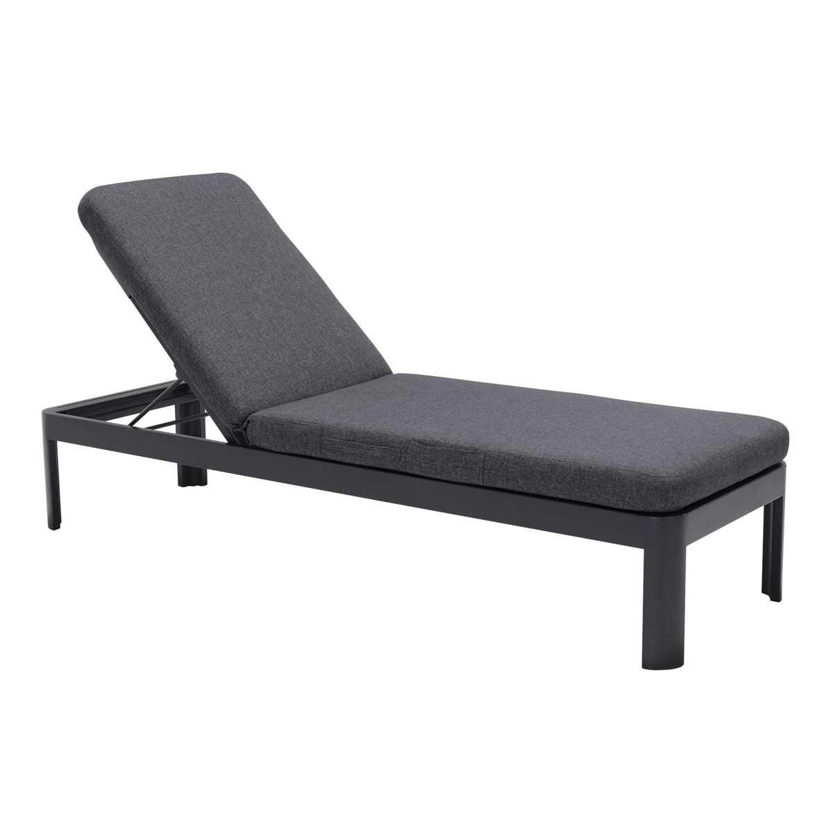 Portals Outdoor Chaise Lounge Chair in Black Finish and Grey Cushions By Armen Living | Outdoor Chairs |  Modishstore  - 2
