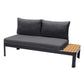 Portals Outdoor Sofa in Black Finish with Natural Teak Wood Accent and Grey Cushions By Armen Living | Outdoor Sofas, Loveseats & Sectionals |  Modishstore  - 2