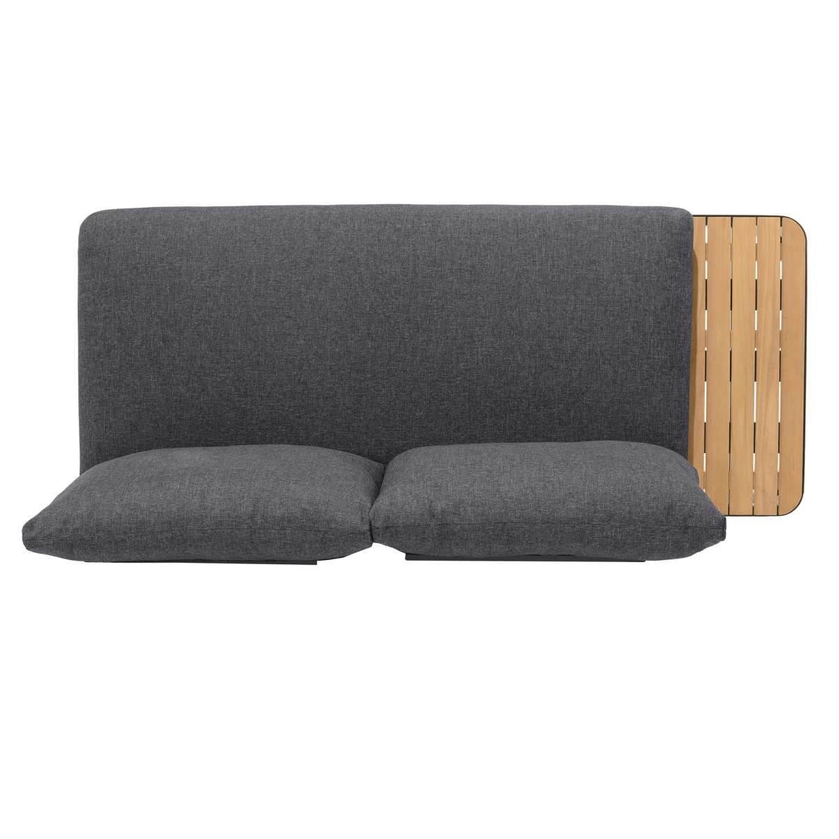 Portals Outdoor Sofa in Black Finish with Natural Teak Wood Accent and Grey Cushions By Armen Living | Outdoor Sofas, Loveseats & Sectionals |  Modishstore  - 4