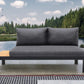 Portals Outdoor Sofa in Black Finish with Natural Teak Wood Accent and Grey Cushions By Armen Living | Outdoor Sofas, Loveseats & Sectionals |  Modishstore 