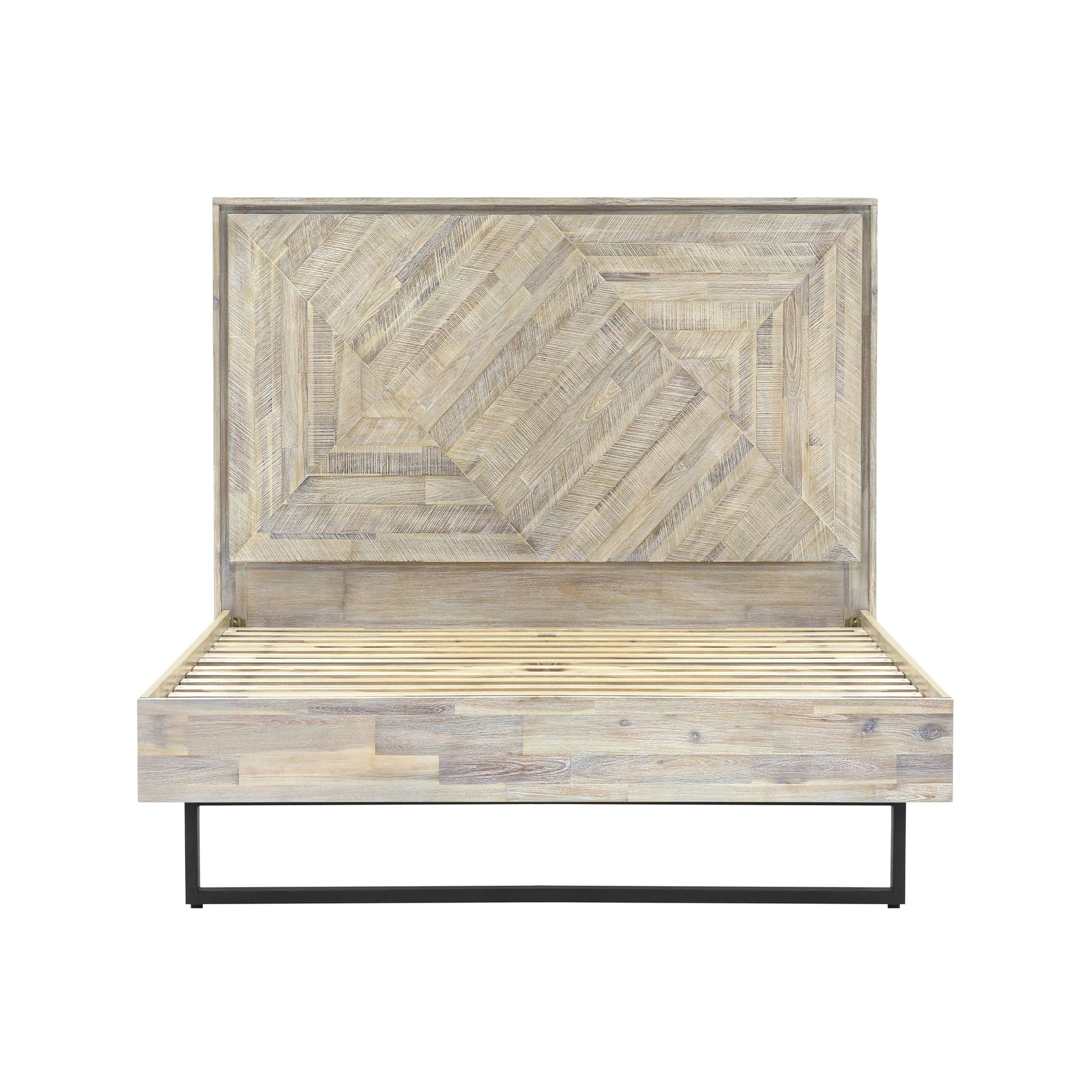 Peridot Queen Platform Bed Frame in Natural Acacia Wood By Armen Living | Beds | Modishstore - 2