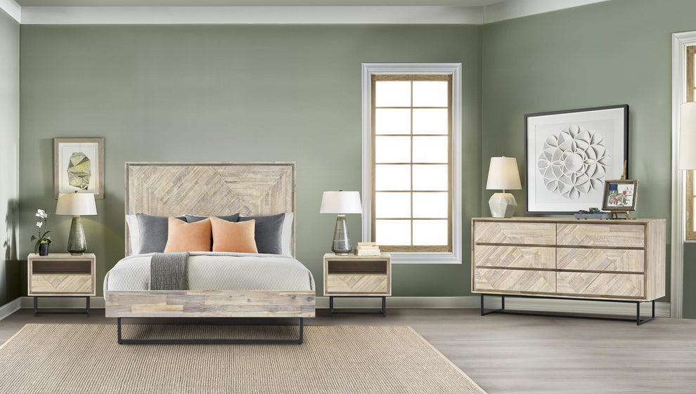 Peridot Queen Platform Bed Frame in Natural Acacia Wood By Armen Living | Beds | Modishstore - 3