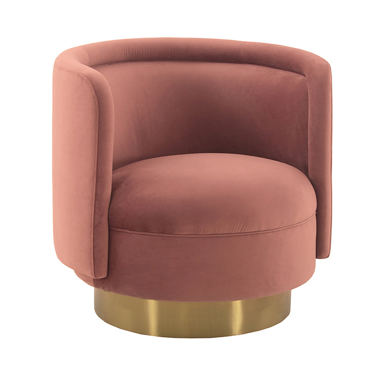 Peony Blush Fabric Upholstered Sofa Accent Chair with Brushed Gold Legs By Armen Living | Accent Chairs |  Modishstore  - 3