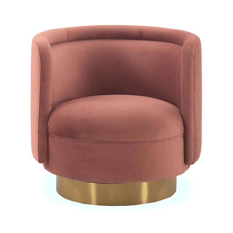 Peony Blush Fabric Upholstered Sofa Accent Chair with Brushed Gold Legs By Armen Living | Accent Chairs |  Modishstore  - 2