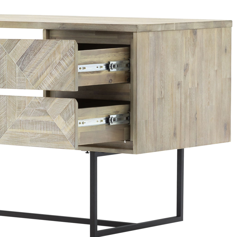 Peridot 2 Drawer Desk in Natural Acacia Wood By Armen Living | Desks | Modishstore - 7