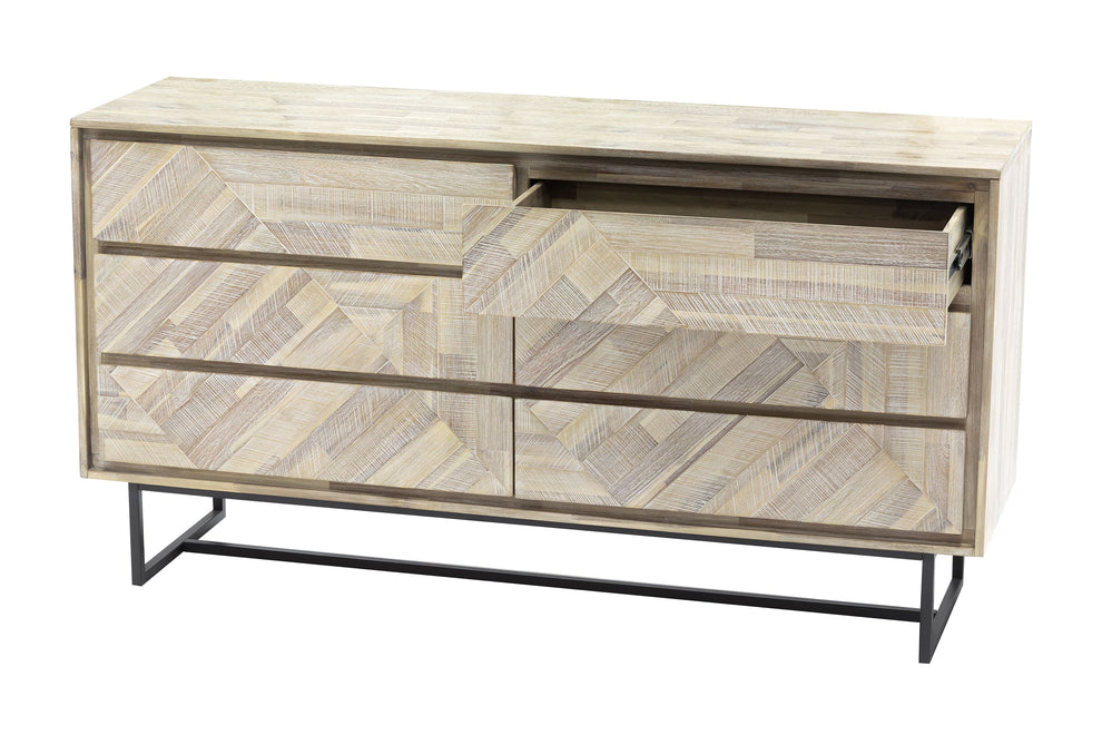 Peridot 6 Drawer Dresser in Natural Acacia Wood By Armen Living | Dressers | Modishstore - 5