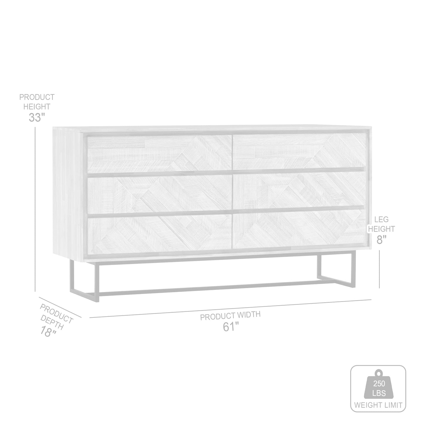 Peridot 6 Drawer Dresser in Natural Acacia Wood By Armen Living | Dressers | Modishstore - 9
