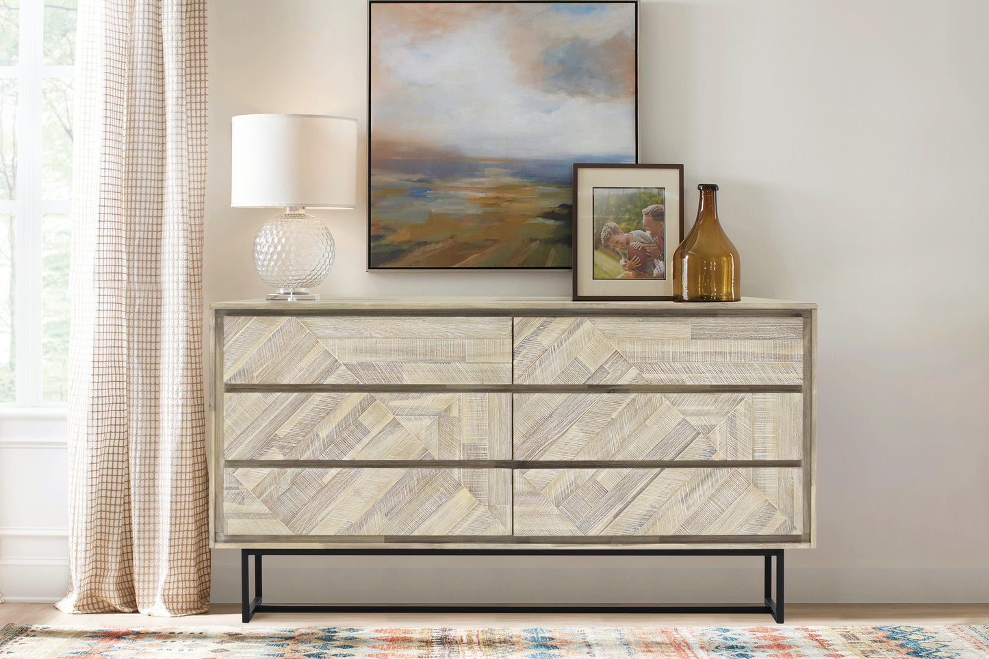 Peridot 6 Drawer Dresser in Natural Acacia Wood By Armen Living | Dressers | Modishstore