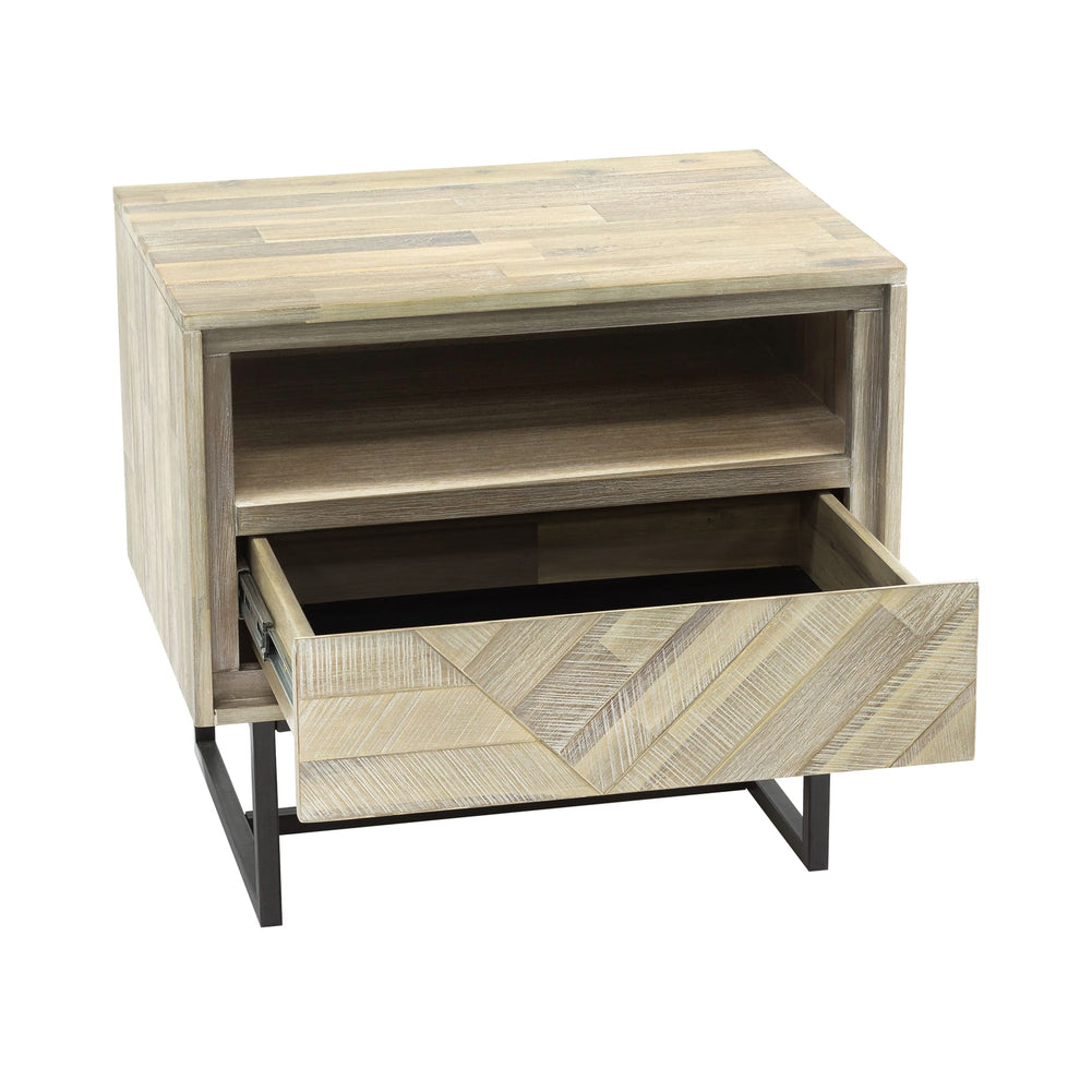 Peridot 1 Drawer Nightstand in Natural Acacia Wood By Armen Living | Nightstands | Modishstore - 6