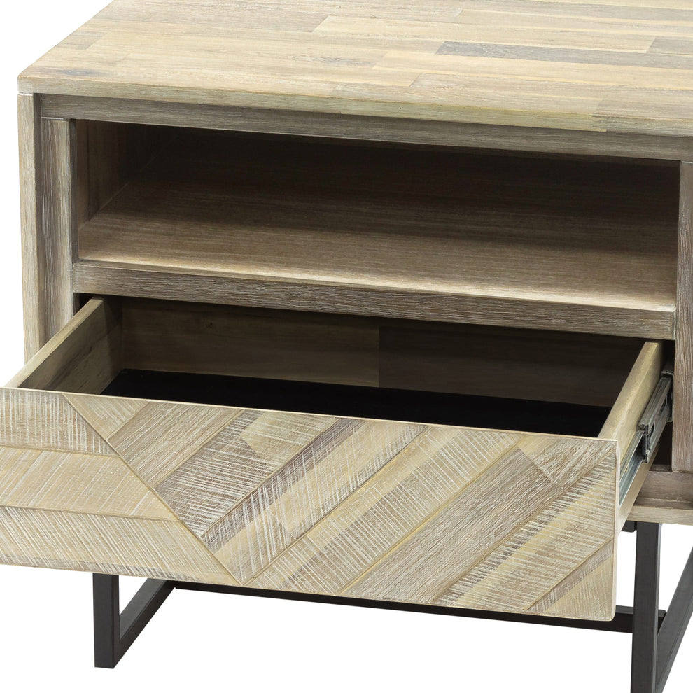 Peridot 1 Drawer Nightstand in Natural Acacia Wood By Armen Living | Nightstands | Modishstore - 7